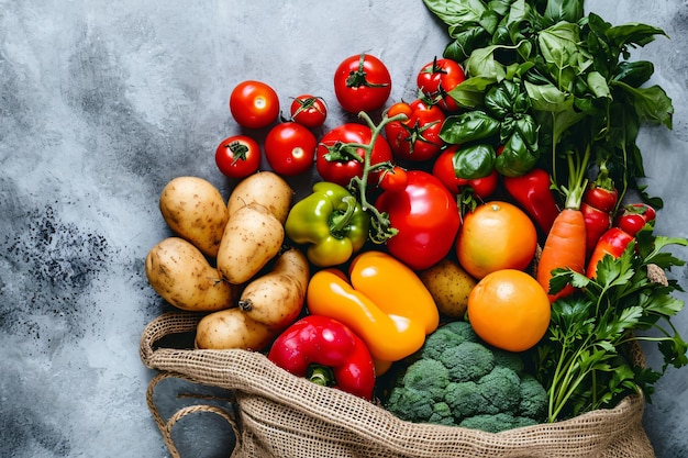 写真 トップ 写真 野菜と果物を袋に入れる