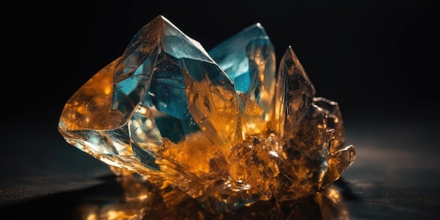 Photo of topaz mineral stone close up macro generative ai