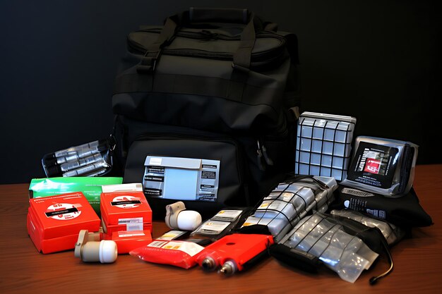 Photo photo of tornado preparedness kit with essential suppl