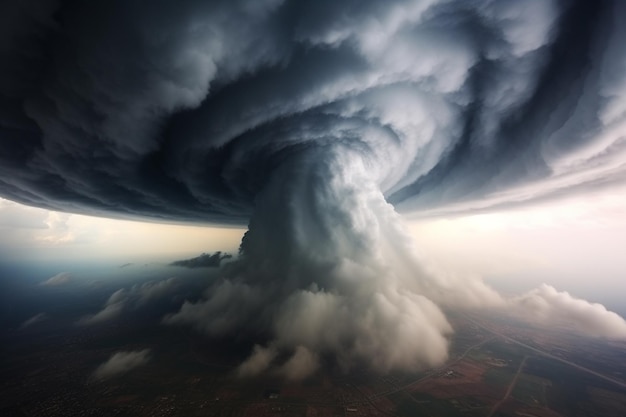 Photo tornado sky view from atmosphere top