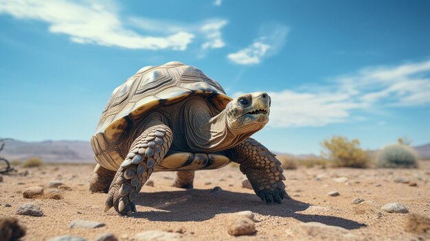 Photo photo of a tortoise under blue sky