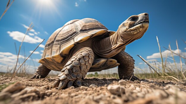 Photo photo of a tortoise under blue sky