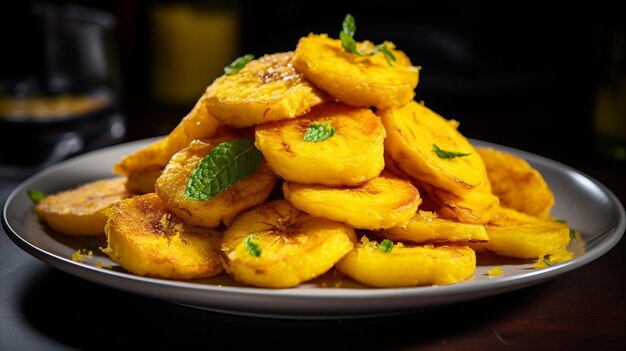 Photo photo of tostones fried plantains as a dish in a highend restaurant