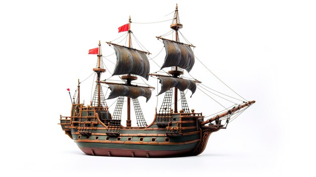 A photo of a toy pirate ship full length photo