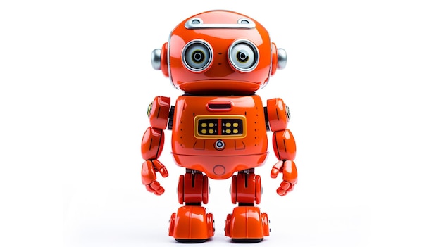 A photo of a toy robot with blinking lights full length photo