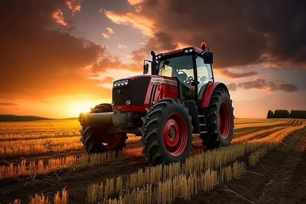 photo tractor agricultural machine cultivating field