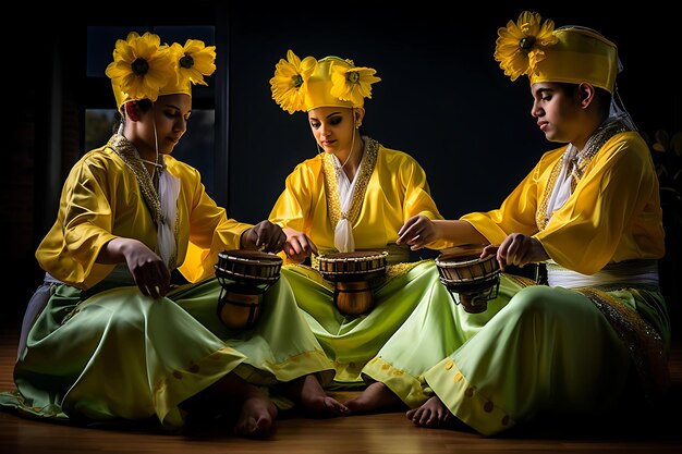 Photo photo of traditional colombian dance troupes preparing