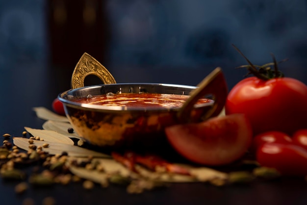 Photo of traditional indian food with spices