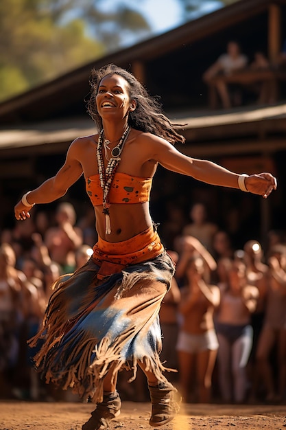 Photo photo of traditional indigenous dance performance in an outdoor amphi concept ideas festive