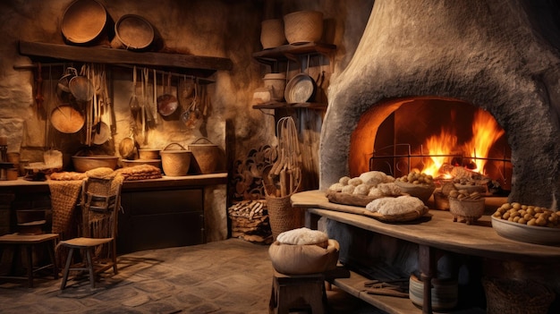 Photo a photo of a traditional oldworld bakery brick oven