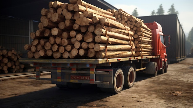 A photo of a trailer loaded with harvested timber