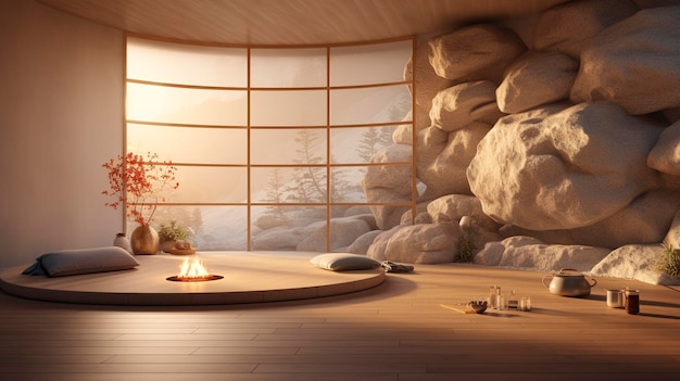 A photo of a tranquil meditation and wellness room