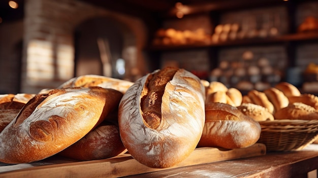 A photo of a trendy boulangerie featuring artisanal bake