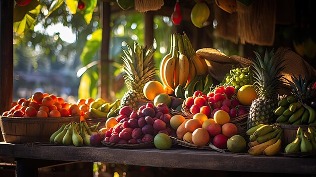 Foto una foto di un frutto tropicale maturo