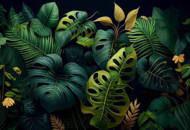 Photo photo tropical leaves background jungle rainforest plants wallpaper generate ai