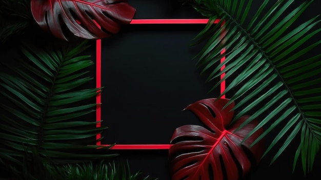 Photo Tropical leaves red eaves of generated ai tropical leaves red eaves