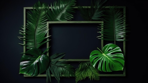 Фото Фото рамка тропических листьев из сгенерированной рамки тропических листьев ai