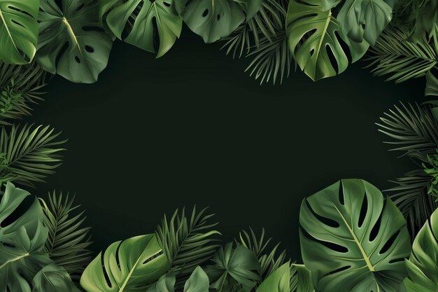 Photo photo tropical monstera leaf border frame leaf banner background