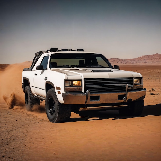 Photo photo of truck in hot sand desert generative ai