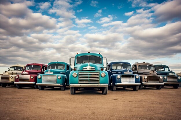 Photo photo trucks parked lined up