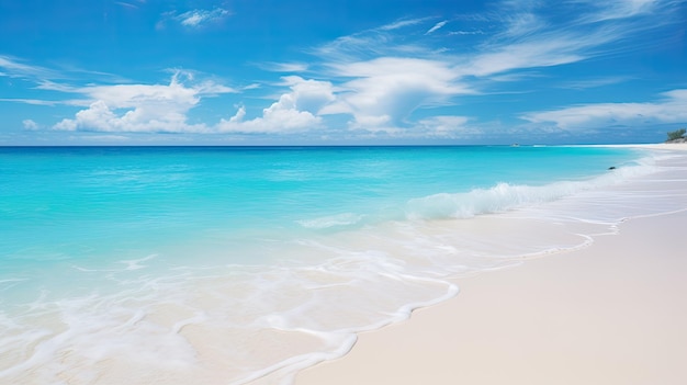 A photo of a turquoise ocean white sandy beach