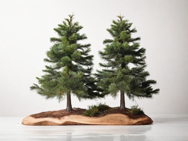 Photo two fir trees on white background