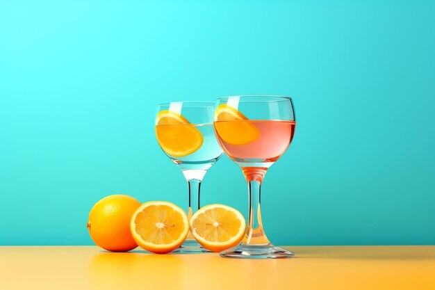 Photo two glass of cocktail with orange fruit ai generated