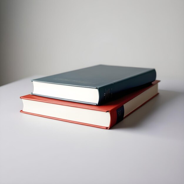 photo two hardcover books on plain light surface