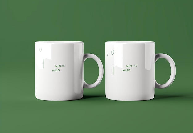 Photo of two mugs on white and black background