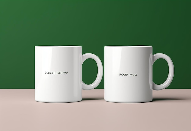 Photo of two mugs on white and black background