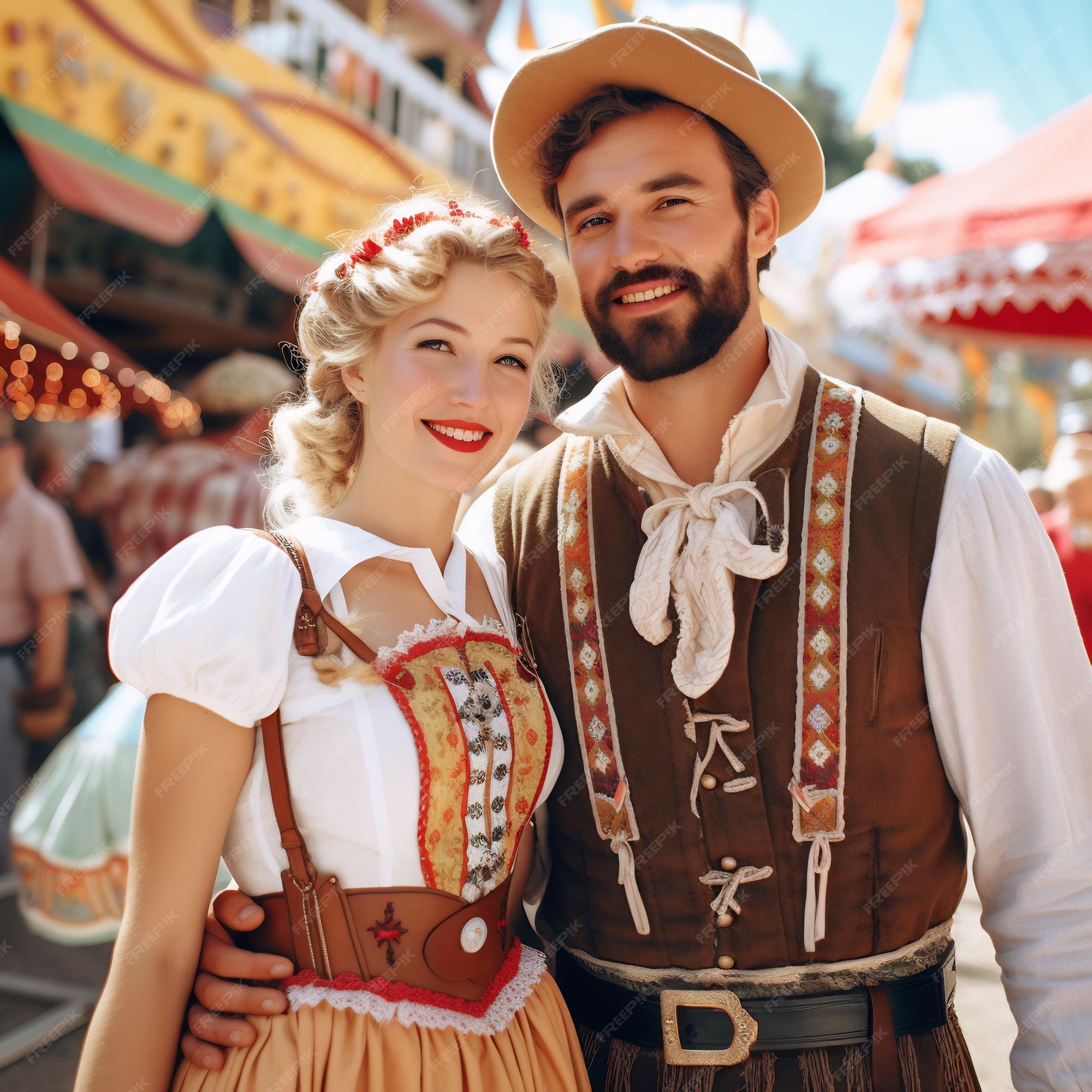 Premium AI Image | photo of two traditional Bavarian people in a