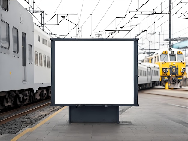 Photo of two trains parked at a bustling train station