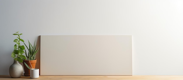 Photo of two vases and a plant on a table with plenty of space for your own creativity