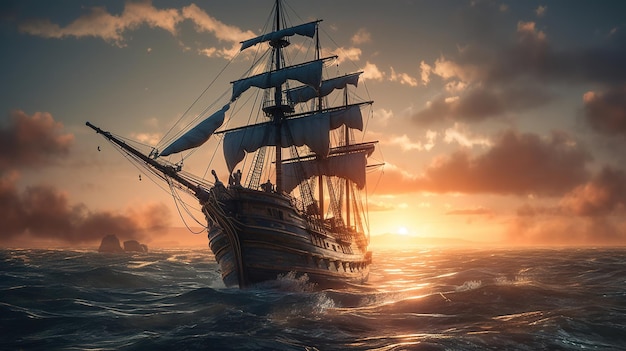 Photo photo of a ultra realistic sailing ship