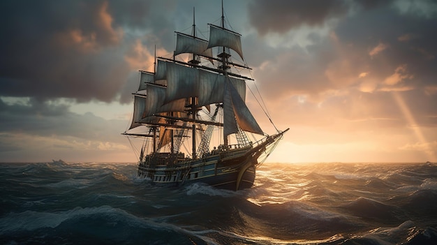 photo of a ultra realistic sailing ship