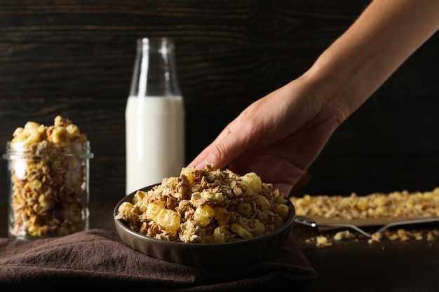 Photo of uncooked food for breakfast muesli