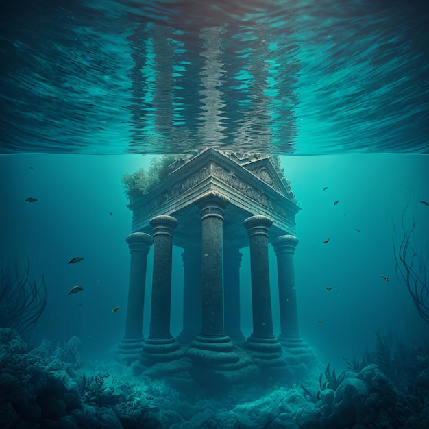 Photo of Underwater ancient city in the depths of the Ocean