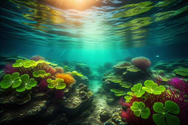 Photo of a underwater environment scenery generative ai