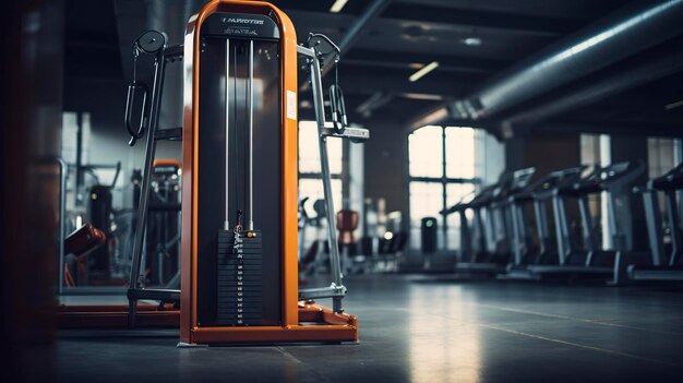 A photo of an unoccupied cable machine in a gym