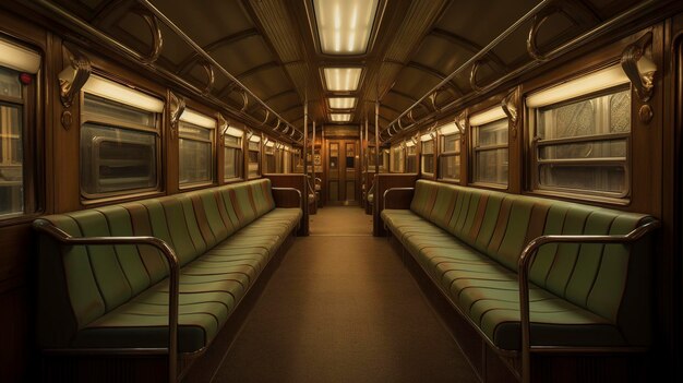 Photo a photo of an unoccupied train carriage