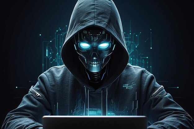 フォト 識別できないハッカー サイバー犯罪 ゲネレーティブ AI