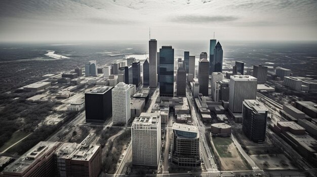 A Photo of Urban Skylines in a Bird's Eye View