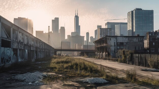 A Photo of Urban Skylines at Deserted Hours