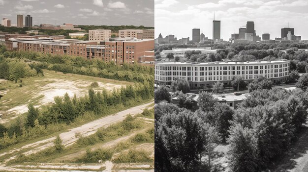 Photo a photo of urban skylines in industrial districts