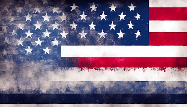 Photo of an USA flag with abstract grunge background