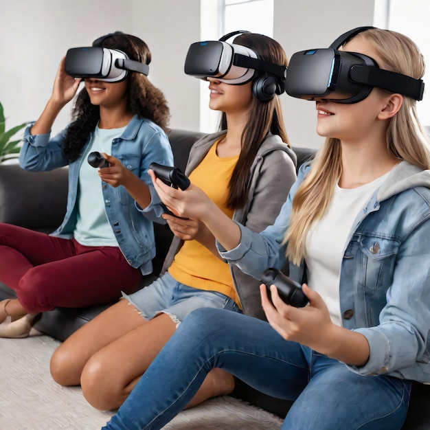 A photo of using a VR set for a game or movie