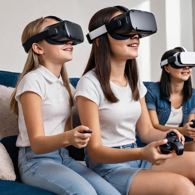 A photo of using a VR set for a game or movie