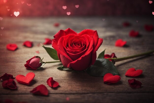 バレンタインデーの祝賀カードにバラの花が ⁇ いています ⁇ 