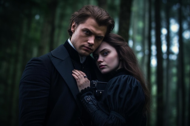 photo of vampire couple in the forest