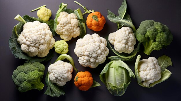 Photo a photo of a variety of cauliflower florets